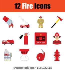 Fire icon set. Color  design. Vector illustration.