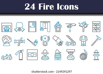 Fire Icon Set. Editable Bold Outline With Color Fill Design. Vector Illustration.