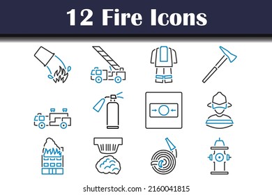 Fire Icon Set. Editable Bold Outline With Color Fill Design. Vector Illustration.
