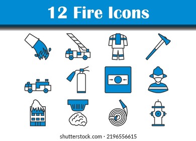 Fire Icon Set. Editable Bold Outline With Color Fill Design. Vector Illustration.