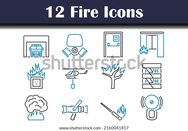 Fire Icon Set. Editable Bold Outline With\
Color Fill Design. Vector\
Illustration.