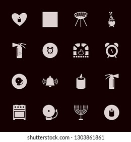 fire icon set with extinguisher, caldron and fireplace vector illustration