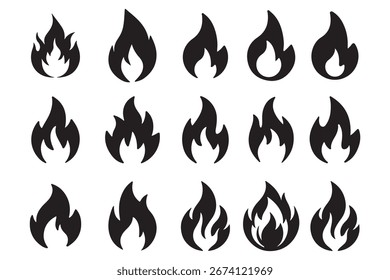 conjunto de ícones de fogo. ícone de chama símbolo coleções, ilustração de vetor