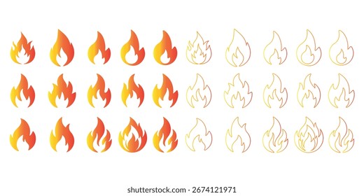 Feuer-Icon-Set. Flammensymbol Symbol-Kollektionen, Vektorgrafik