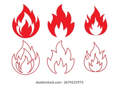 fire icon set. flame icon sign symbol collections, vector illustration