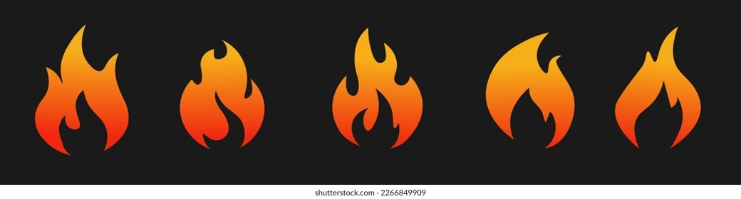 Fire icon set. Fire flame symbol.
