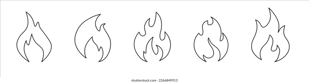 Juego de iconos de fuego. Símbolo de llama de fuego.