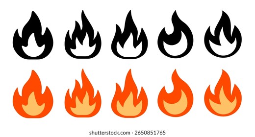 Conjunto de iconos de fuego Símbolo de llama