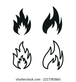 Fire Icon Set In Flat Style Vector Illustration. Fire Flame, Bonfire Symbols.