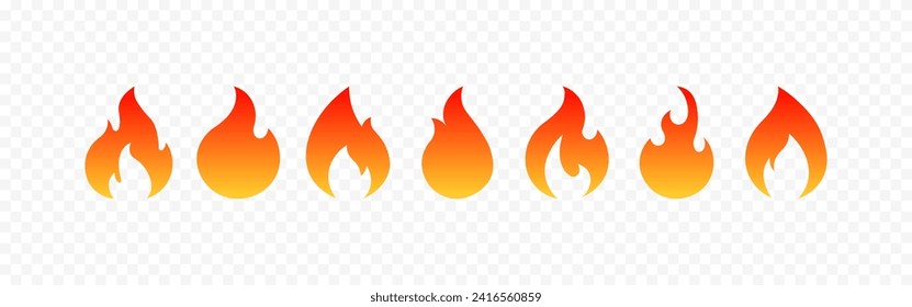 Juego de iconos de fuego. Estilo plano. Iconos del vector