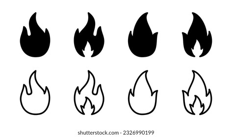 Fire icon set illustration. fire sign and symbol