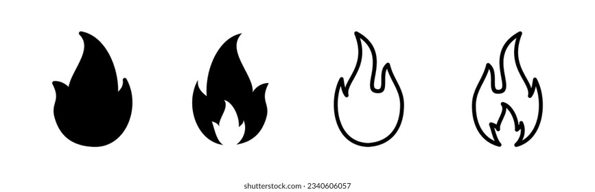 Fire icon set illustration. fire sign and symbol