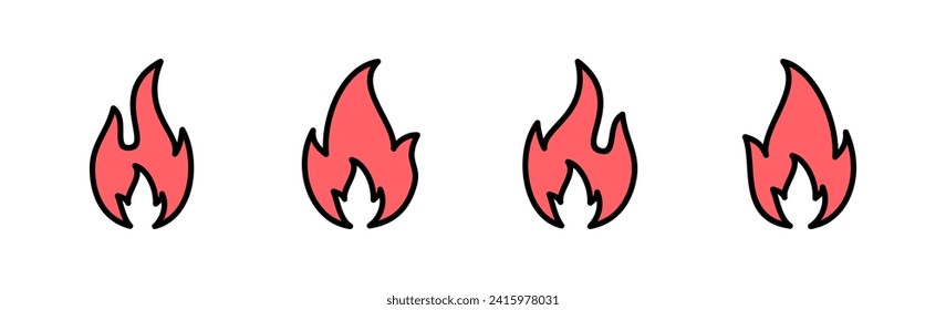 Ilustración de conjunto de iconos de fuego. signo de fuego y símbolo