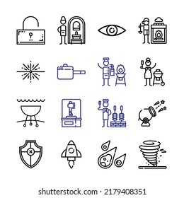 Icono de incendio Set con iconos de línea. Estilo De Línea Delgada Moderna. Adecuado para Web e Icono móvil. Ilustración del vector EPS 10.