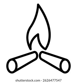 Fire icon set in line style. Campfire icon isolated on white background. Fire flames icon vector