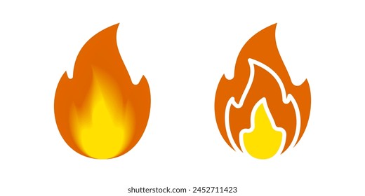 Conjunto de iconos de fuego. para concepto móvil y Diseño web. Ilustración vectorial