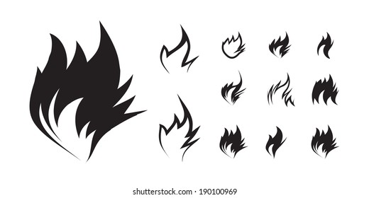 Fire icon set on white background. Vector illustration