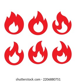 Fire Icon Set On White Background