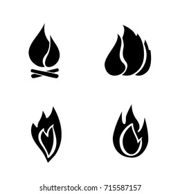 Fire icon set. Sign of the flame isolated on white background. Bonfire symbols