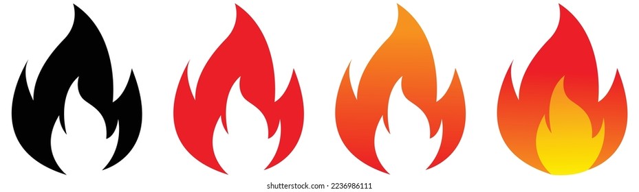 fire icon set, style your sign or symbol for app and web, vector illustration	