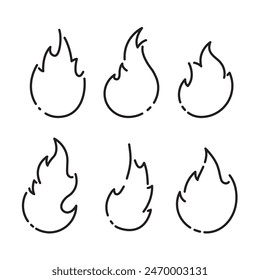 Fire icon set. Symbol or emblem fire silhouette. Vector illustration