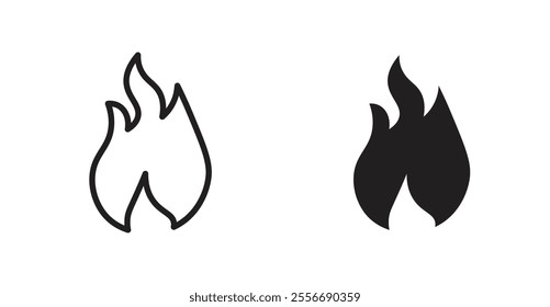 Fire icon set in Thin line black color.