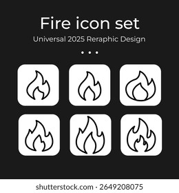 Fogo ícone conjunto Universal 2025 Design Gráfico