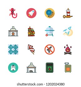 fire icon set. vector set about rocket, stove, space shuttle and weapons icons set.