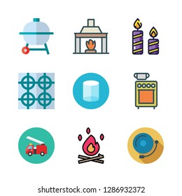 fire icon set. vector set about candle, stove, cylinder and barbecue icons set.