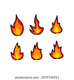 fire icon set vector design