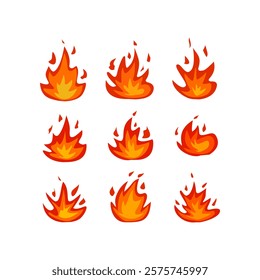fire icon set vector design