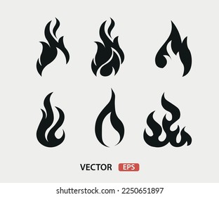 Fire icon set, vector icons. vector isolated fire emoji.