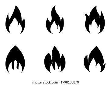fire icon set - vector illustration