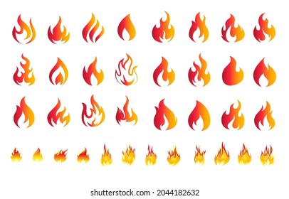 conjunto de iconos de fuego, ilustración de fuego vectorial.
