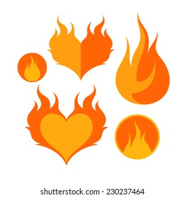 Fire icon set. Vector illustration