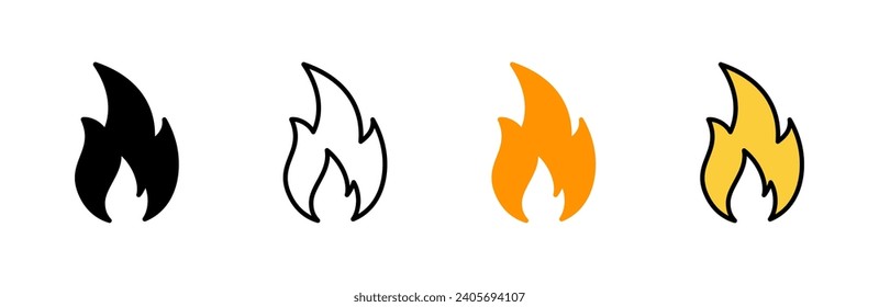 Vector de conjunto de iconos de fuego. signo de fuego y símbolo