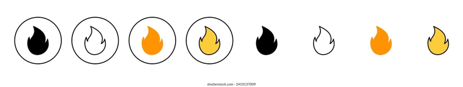 Fire icon set vector. fire sign and symbol