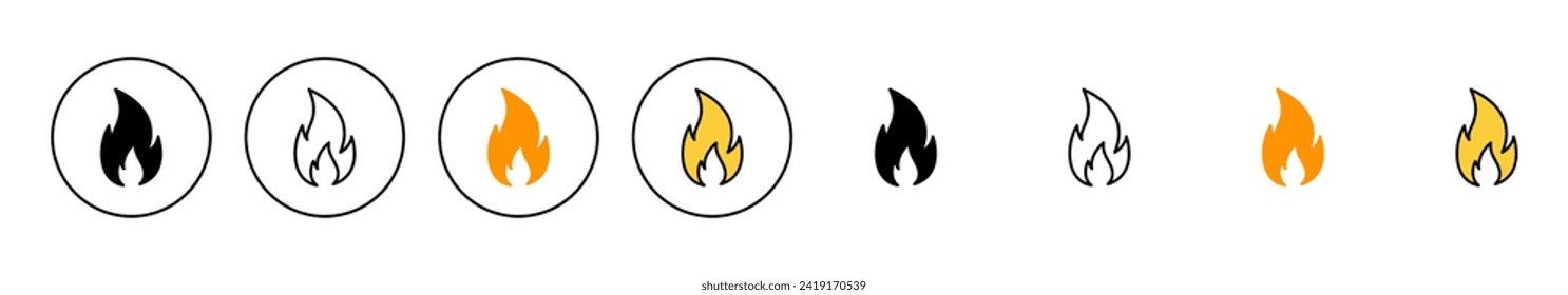 Vector de conjunto de iconos de fuego. signo de fuego y símbolo