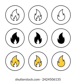 Fire icon set vector. fire sign and symbol