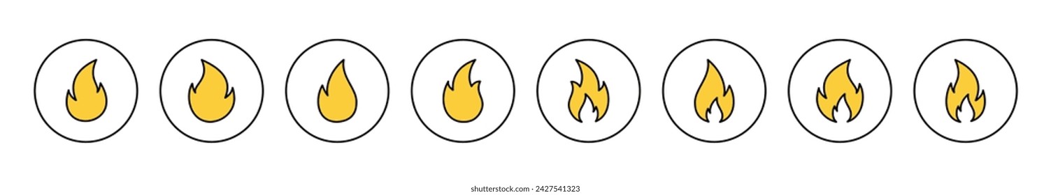 Fire icon set vector. fire sign and symbol
