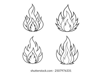 Fire Icon Set: Versatile Vector Designs for Flames, Heat, and Safety Projects