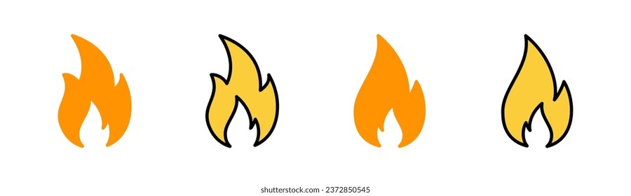 Fire icon set for web and mobile app. fire sign and symbol