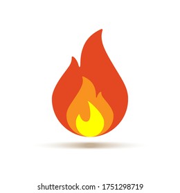 Icono de fuego con ilustración de vector de sombra
