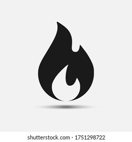 Fire icon with shadow vector illustration