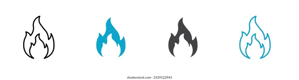 fire icon Sign set in black and white