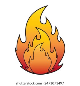 Fire icon, silhouette. Campfire symbol. Bonfire vector, icon, logo design on white background. Vector illustration of bonfire, campfire,