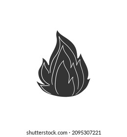 Fire Icon Silhouette Illustration. Natural Flame Burn Vector Graphic Pictogram Symbol Clip Art. Doodle Sketch Black Sign.