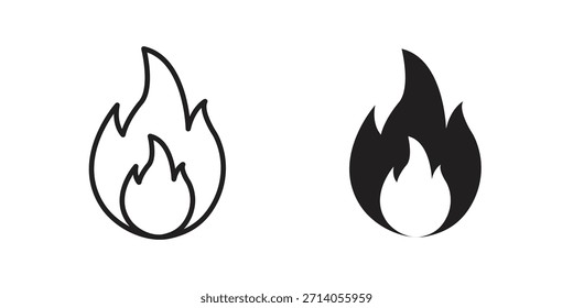 Fire icon silhouette vector designs. Editable Strokes