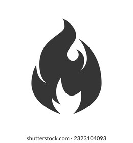 Fire icon. Simple black flame emoji in flat style isolated on a white background.