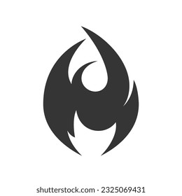 Fire icon. Simple black flame emoji in flat style isolated on a white background.